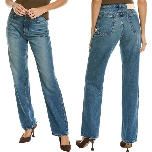 NEW Rag & Bone Alex High-Rise Straight Jeans Gypsum (Medium Wash) - Picture 5 of 10